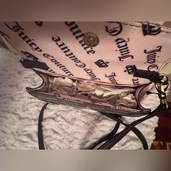 Juicy Couture Brown Logo Crossbody with Pink Bow and Heart Charm - Picture 6 of 10